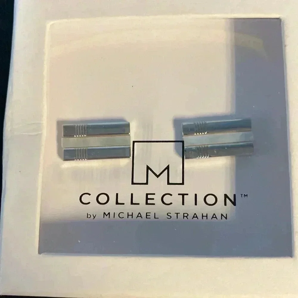 NEW M COLLECTION BY MICHAEL STRAHAN‎ BLACK AND SILVER CUFF LINKS